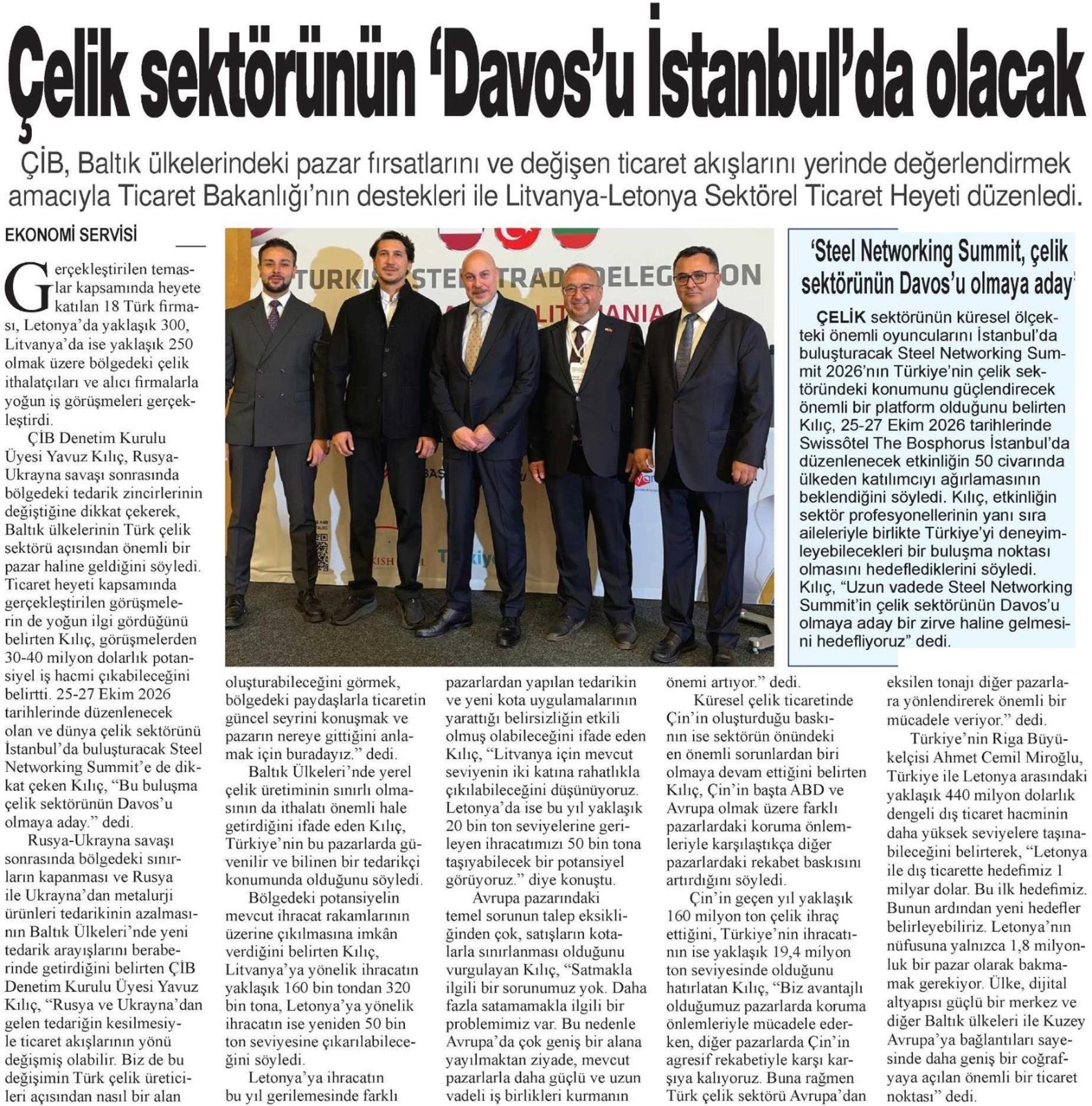Çelik Sektörünün 'Davos'u İstanbul'da Olacak